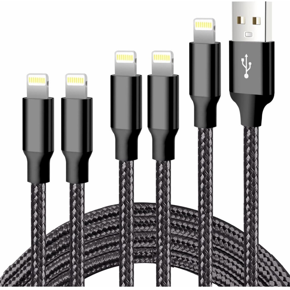 iPhone Charger, 5 Pack 3/3/6/6/10FT Apple MFi Certified USB Lightning Cable